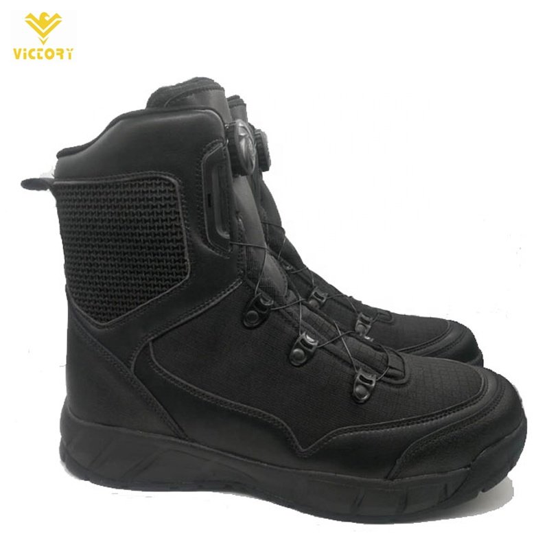 Combat Boots Black Leather Turnbuckle Auto Lace up Tactical Desert Hunting Boots
