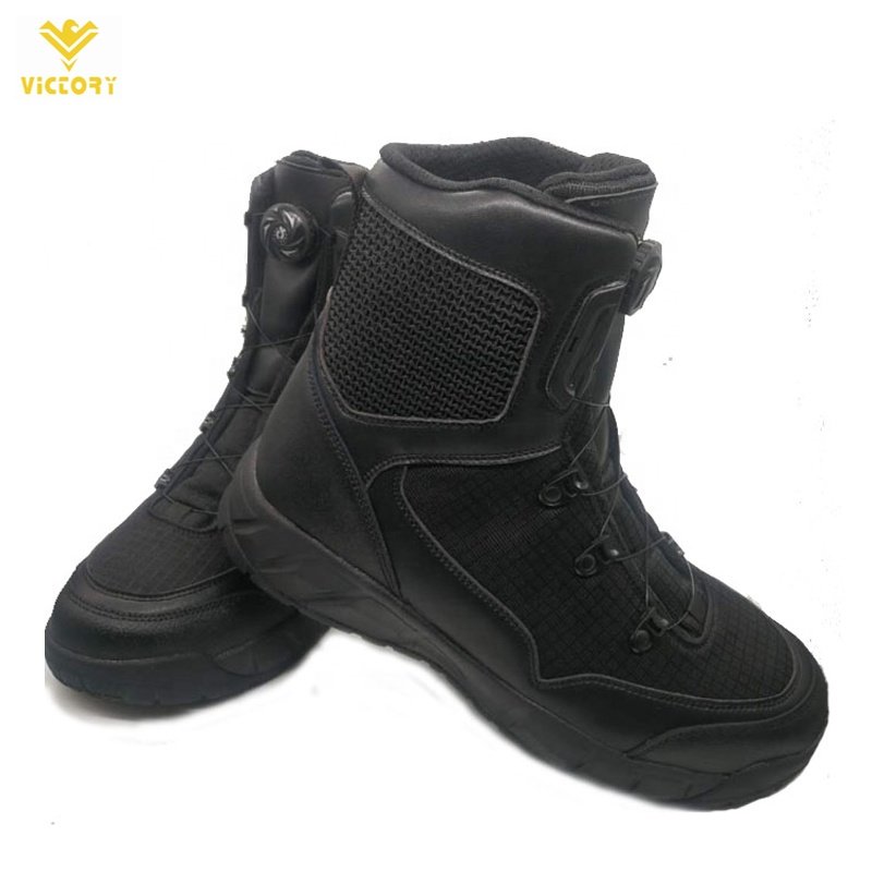Combat Boots Black Leather Turnbuckle Auto Lace up Tactical Desert Hunting Boots