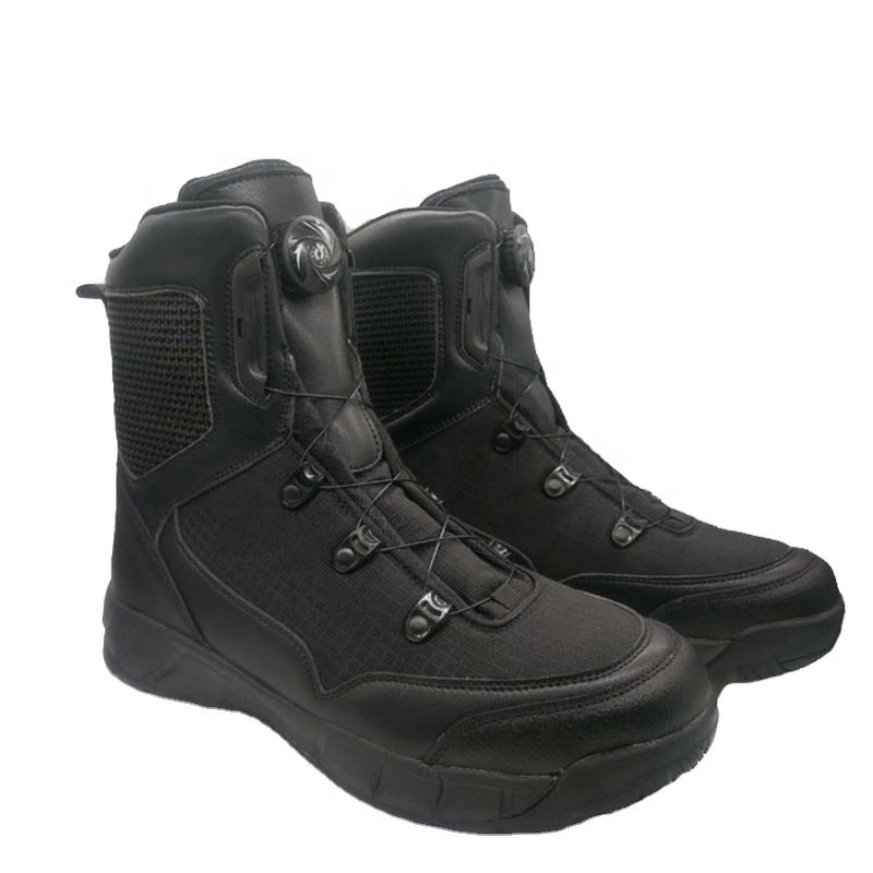 Combat Boots Black Leather Turnbuckle Auto Lace up Tactical Desert Hunting Boots