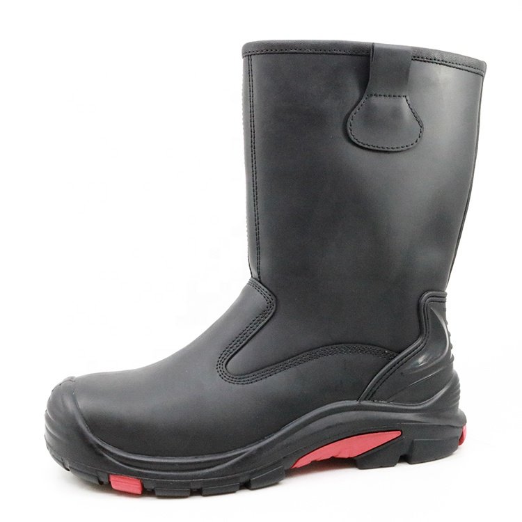 Oil Water Resistant Anti Static Composite Toe High Rigger Boots Black Leather Welding Boots Botas De Soldadura