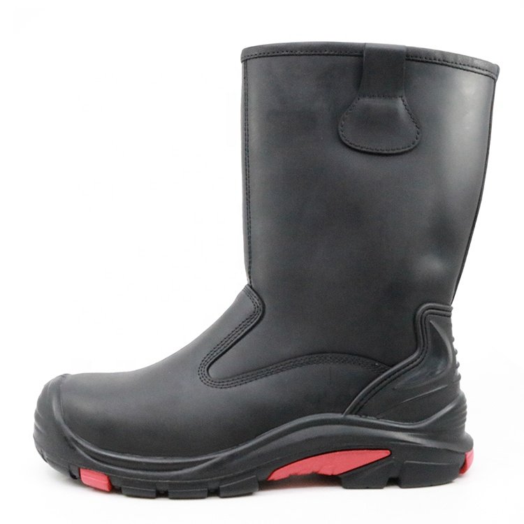 Oil Water Resistant Anti Static Composite Toe High Rigger Boots Black Leather Welding Boots Botas De Soldadura