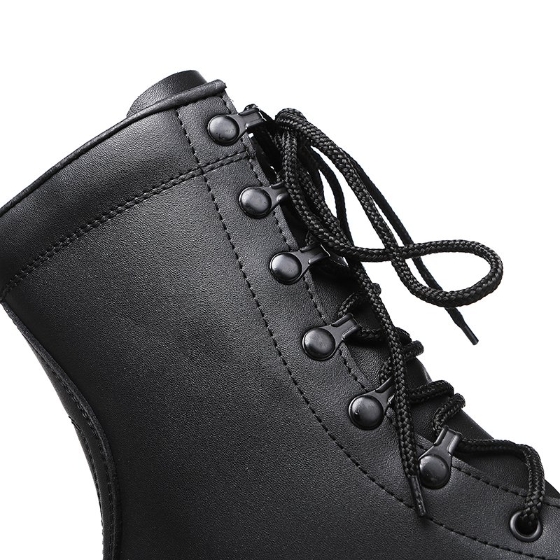 High Quality Black Genuine Leather Upper Safety Shoes Panama Rubber Outsole Men Safety Tactical Boots