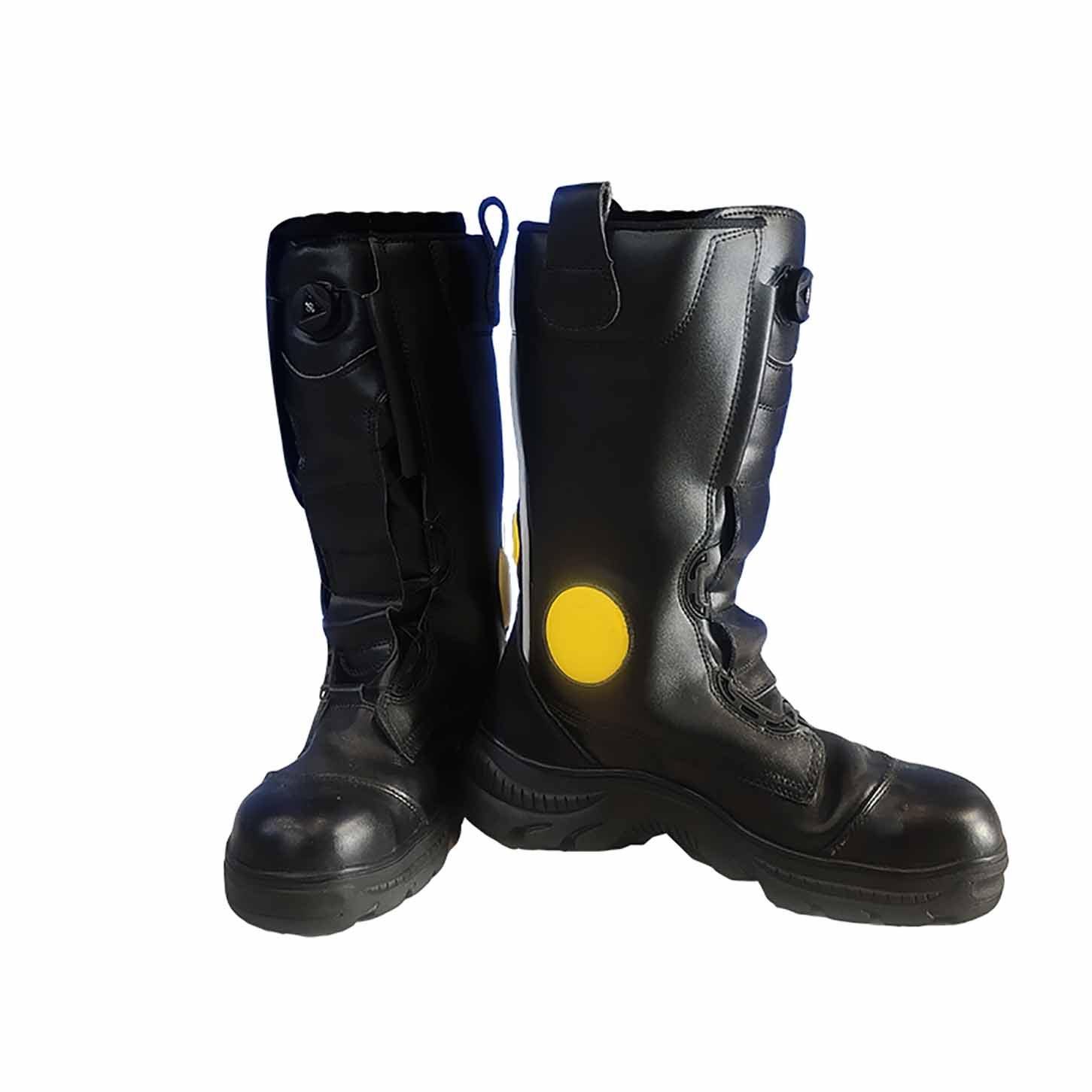 EN15090 OEM Zip Auto Lace Fireman Genuine Leather Boots Firefighter Safety Leather Shoes Botas De Cuero