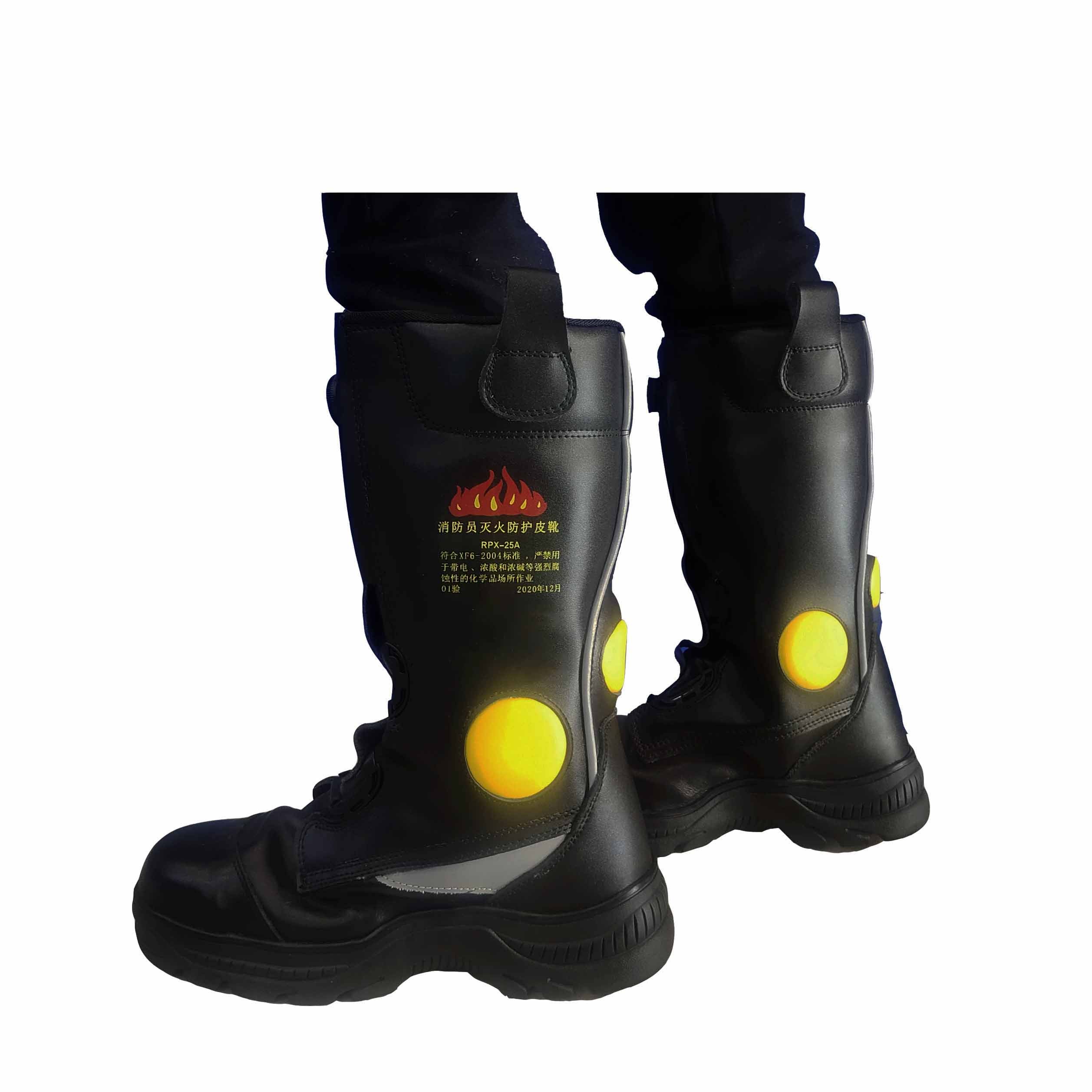 EN15090 OEM Zip Auto Lace Fireman Genuine Leather Boots Firefighter Safety Leather Shoes Botas De Cuero
