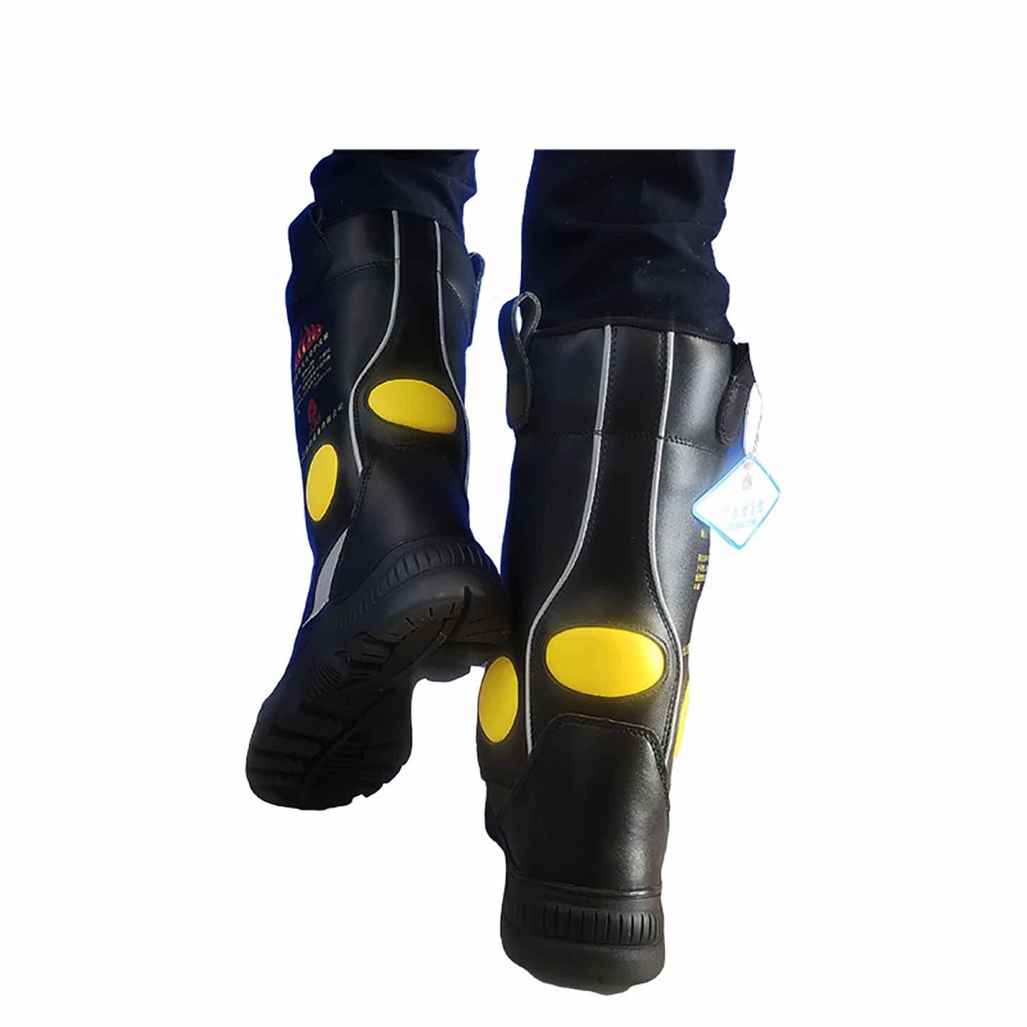 EN15090 OEM Zip Auto Lace Fireman Genuine Leather Boots Firefighter Safety Leather Shoes Botas De Cuero