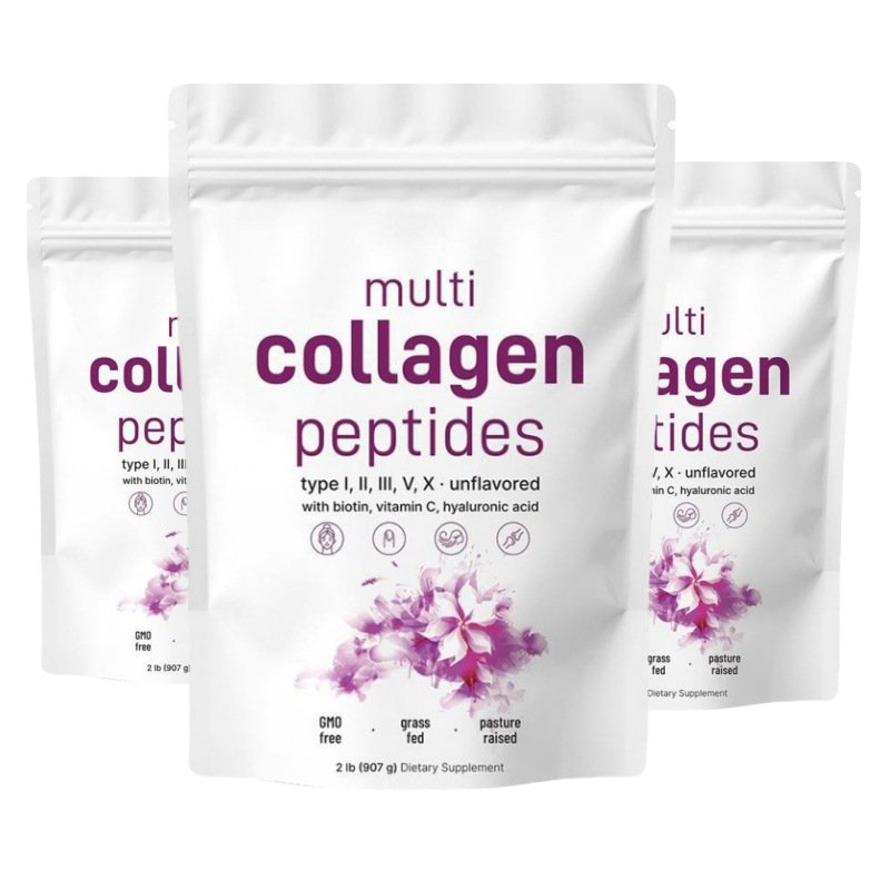 Keto Paleo Friendly Easy Dissolve Non-GMO Type I II III V X Multi Collagen Protein Powder with Biotin Hyaluronic Acid Vitamin C