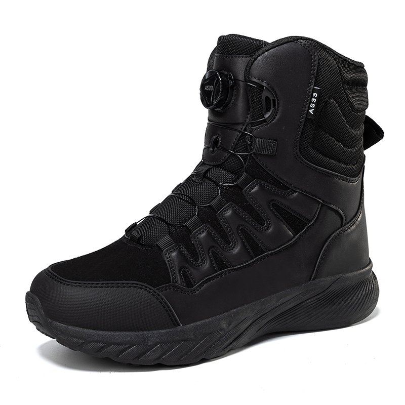 Men's Winter Desert Boots High-Top Non-Slip Camouflage with Rotating Button Large Size 46 Comfortable Round Toe Outdoor Workwear