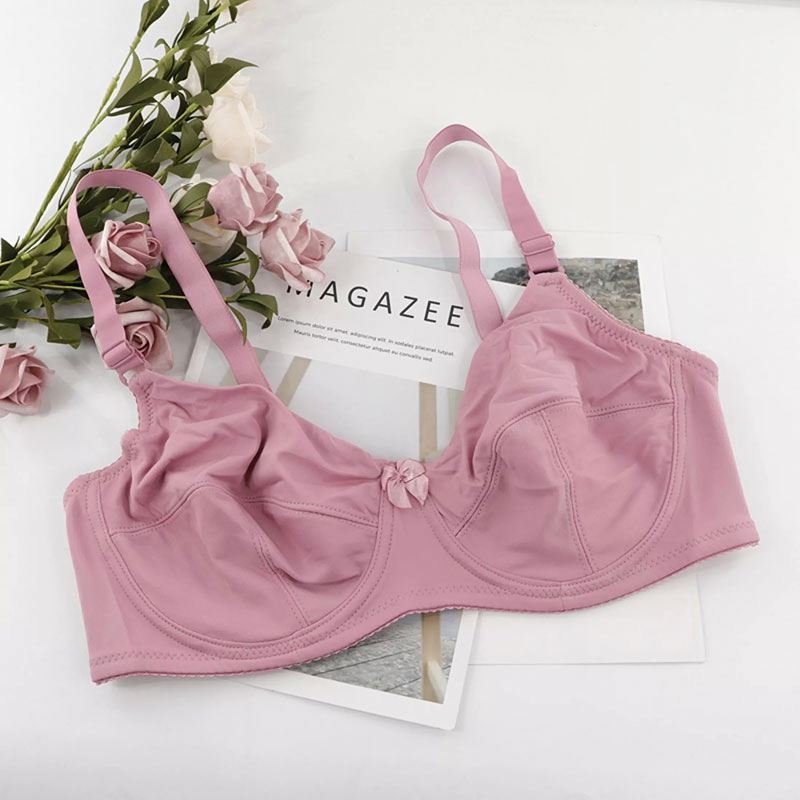 Women Comfort Bras V-neck Full Coverage No Padding Underwire Minimizer Bra C D Cup Unline Plus Size 36D 38D 40D 42D