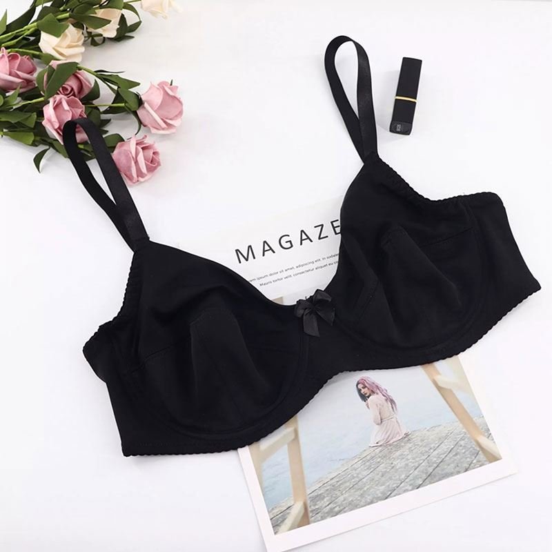Women Comfort Bras V-neck Full Coverage No Padding Underwire Minimizer Bra C D Cup Unline Plus Size 36D 38D 40D 42D