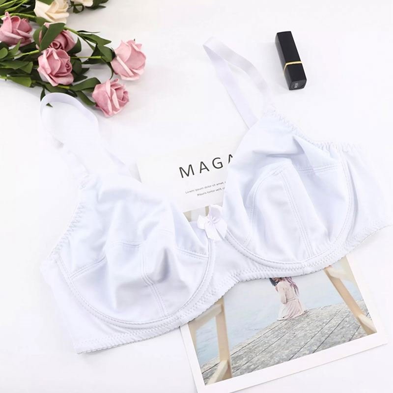 Women Comfort Bras V-neck Full Coverage No Padding Underwire Minimizer Bra C D Cup Unline Plus Size 36D 38D 40D 42D