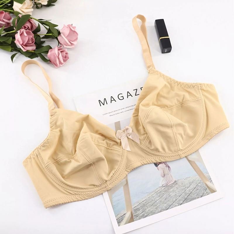 Women Comfort Bras V-neck Full Coverage No Padding Underwire Minimizer Bra C D Cup Unline Plus Size 36D 38D 40D 42D