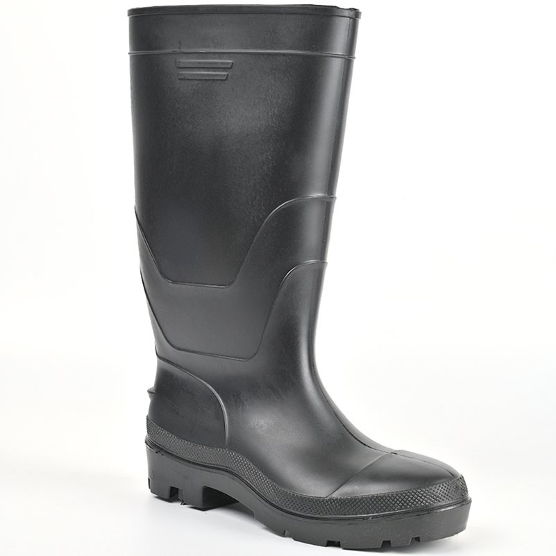 Professional Anti Oil Acid Mid Calf Pvc Boots Black Pvc Safety Boots Man Work With Steel Toe