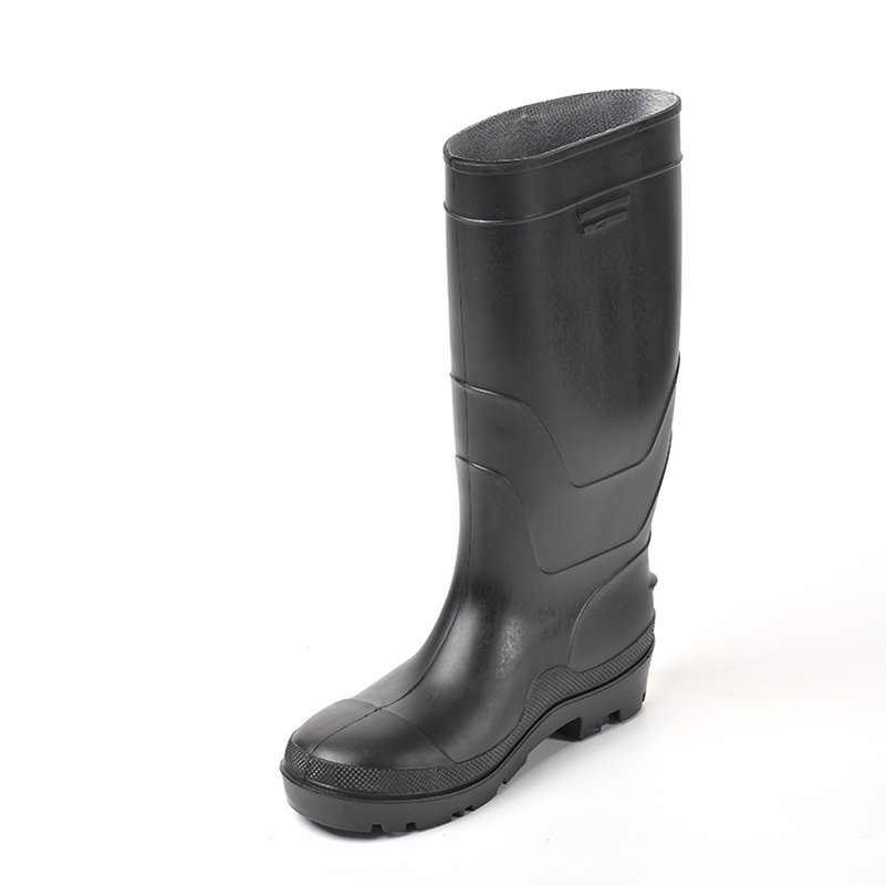 Professional Anti Oil Acid Mid Calf Pvc Boots Black Pvc Safety Boots Man Work With Steel Toe