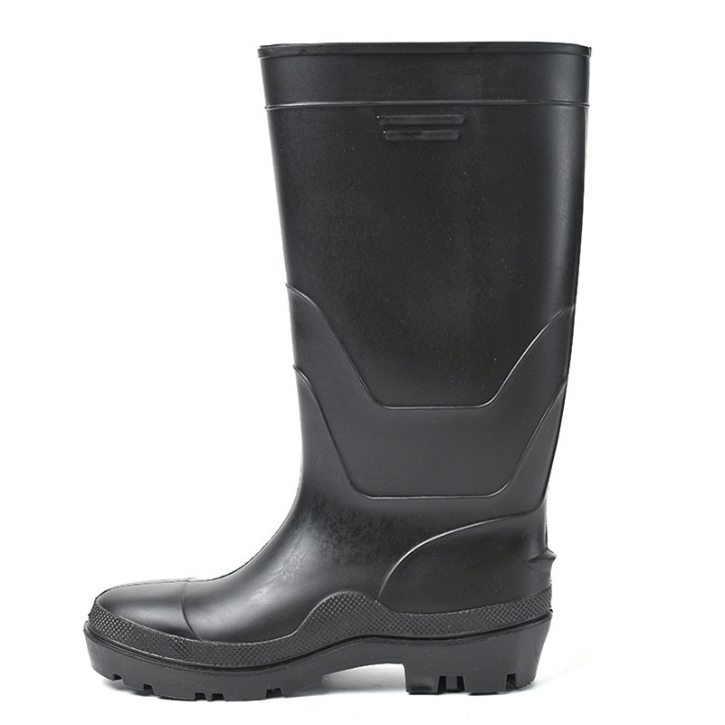 Professional Anti Oil Acid Mid Calf Pvc Boots Black Pvc Safety Boots Man Work With Steel Toe