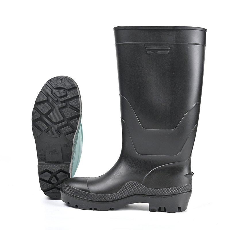 Professional Anti Oil Acid Mid Calf Pvc Boots Black Pvc Safety Boots Man Work With Steel Toe