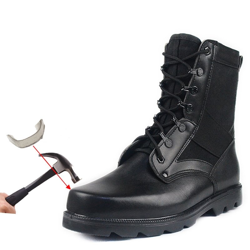 Drop Shipping Cheap CQB PU Leather High-Cut Protective Steel Toe Tactical Combat Boots