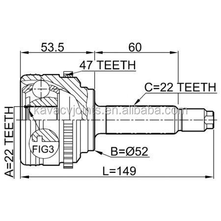 CV JOINT for KOREA CAR DW-006 OUTER CV JOINT 29X52X22