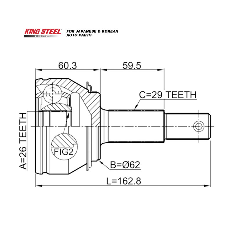 KINGSTEEL Car Parts Outer Cv Joint 26X62X29 Oem C9211-4ED0A for Nissan X-Trail Rusmake T32R 2014.12-2016.04