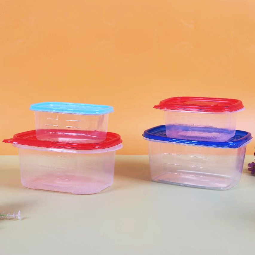 Clear transparent fresh container PP microwaveable food box containers with colorful lid for food