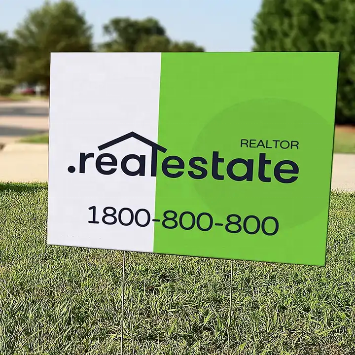 pp Yard Signs Customized Printed 4mm sheet real estate yard sign blank yard signs 18x24 with h-stakes