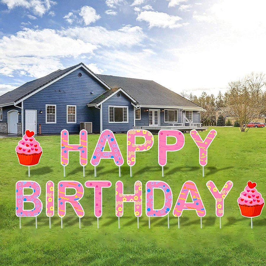 Best Sell Happy Birthday Yard Sign Outdoor Signs Letter Customsized PP Corrugated Hollow Sheet