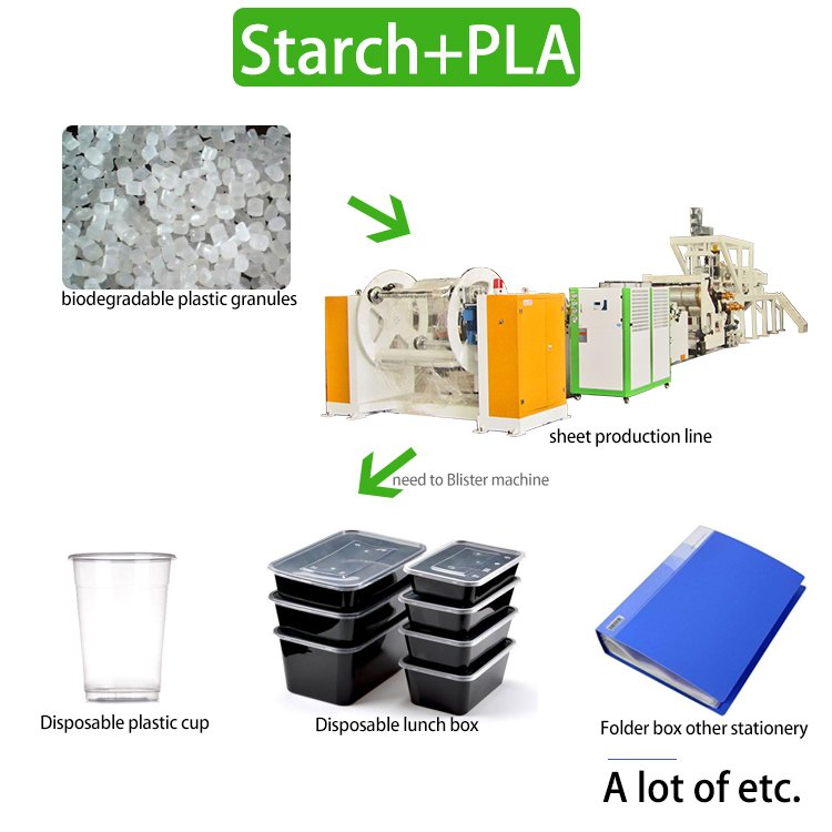 Whole PET Plastic sheet making machine Full PLA Degradable Sheet Roll Production Line Direct Manufacturer