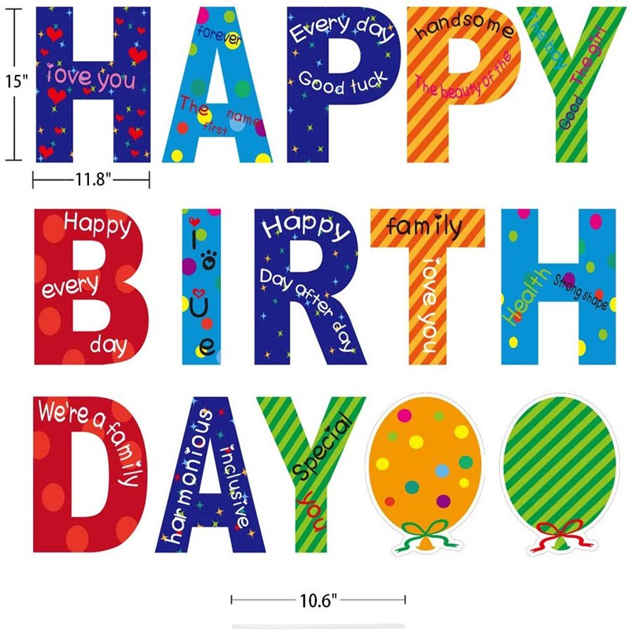 PP happy birthday for cake UV printing with stakes yard sign sets