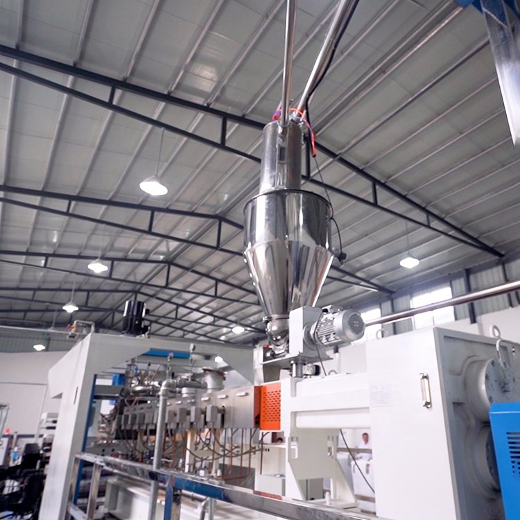 Sheet Extruder PP HIPS PET Granule Recycle Material Auger Screw Feeding Plastify Bioplastic Extrusion Sheet Machine