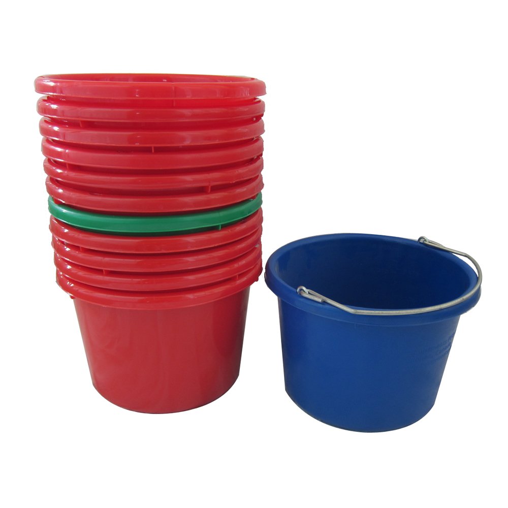 8L Strong PP/PE plastic feed bucket with steel handle,water pail,cement barrel