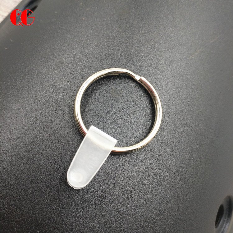 Metal split key ring with plastic clip button Transparent PP plastic Clip Button Key Ring for business luggage work key tags