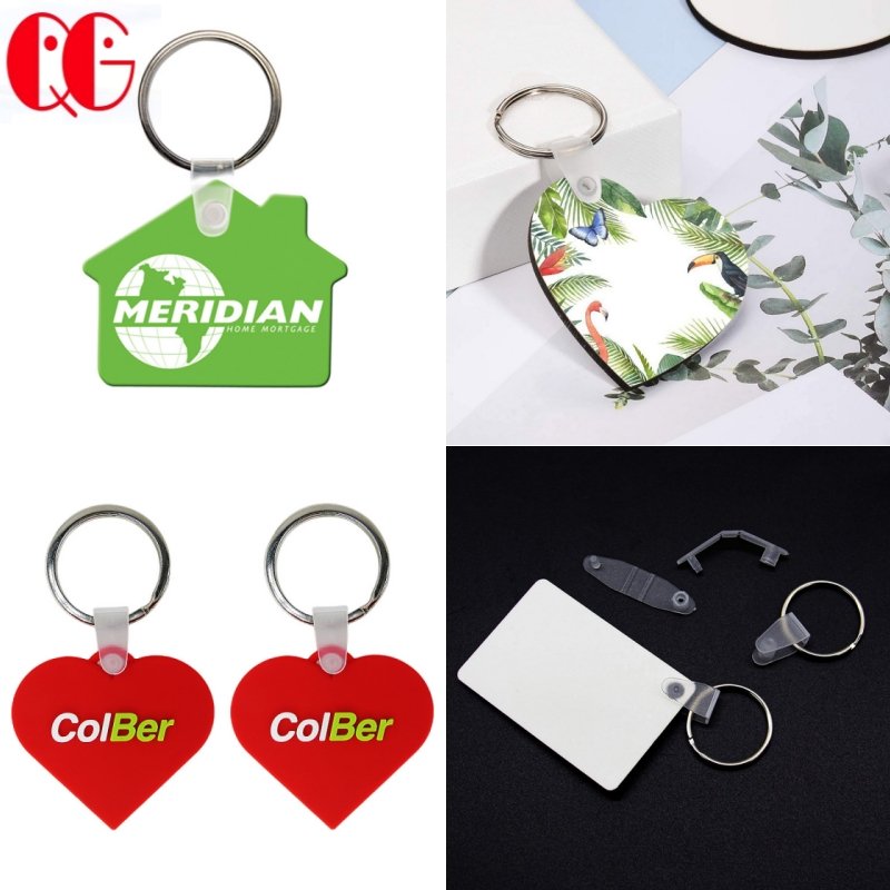 Metal split key ring with plastic clip button Transparent PP plastic Clip Button Key Ring for business luggage work key tags