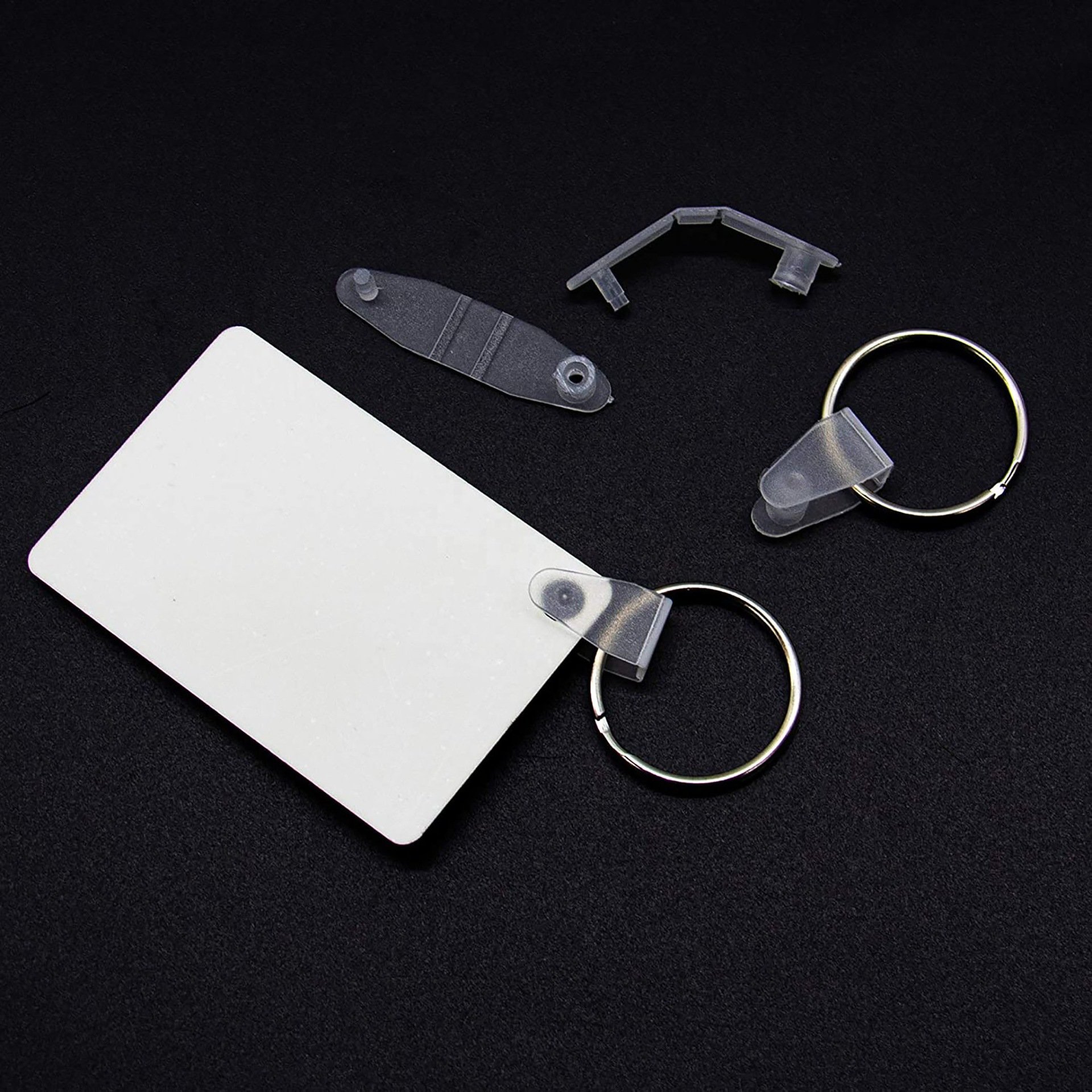 Metal split key ring with plastic clip button Transparent PP plastic Clip Button Key Ring for business luggage work key tags