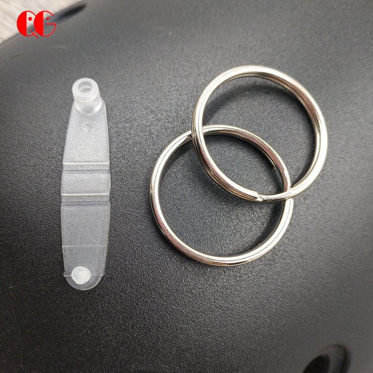 Metal split key ring with plastic clip button Transparent PP plastic Clip Button Key Ring for business luggage work key tags