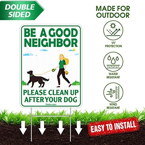 SmartSign "Please Be A Good Neighbor, Clean Up After Your Dog" Sign Clean Up After Your Dog Signs (4 Pack, 9 x 12") With stake
