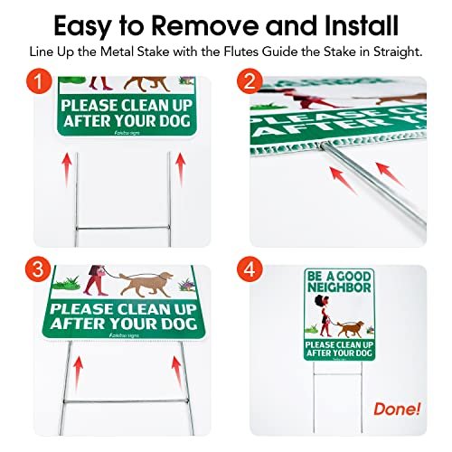 SmartSign "Please Be A Good Neighbor, Clean Up After Your Dog" Sign Clean Up After Your Dog Signs (4 Pack, 9 x 12") With stake