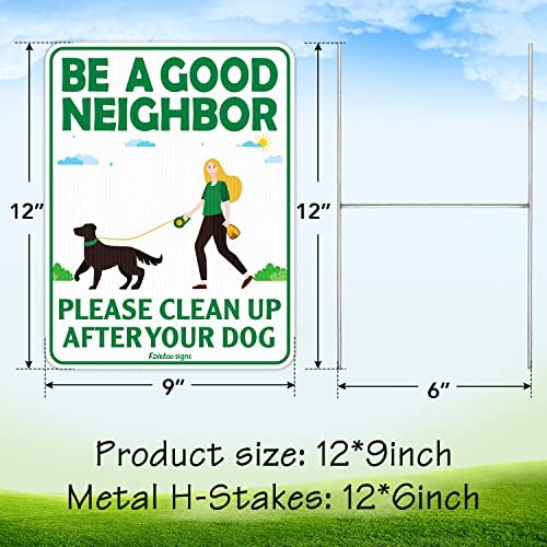 SmartSign "Please Be A Good Neighbor, Clean Up After Your Dog" Sign Clean Up After Your Dog Signs (4 Pack, 9 x 12") With stake