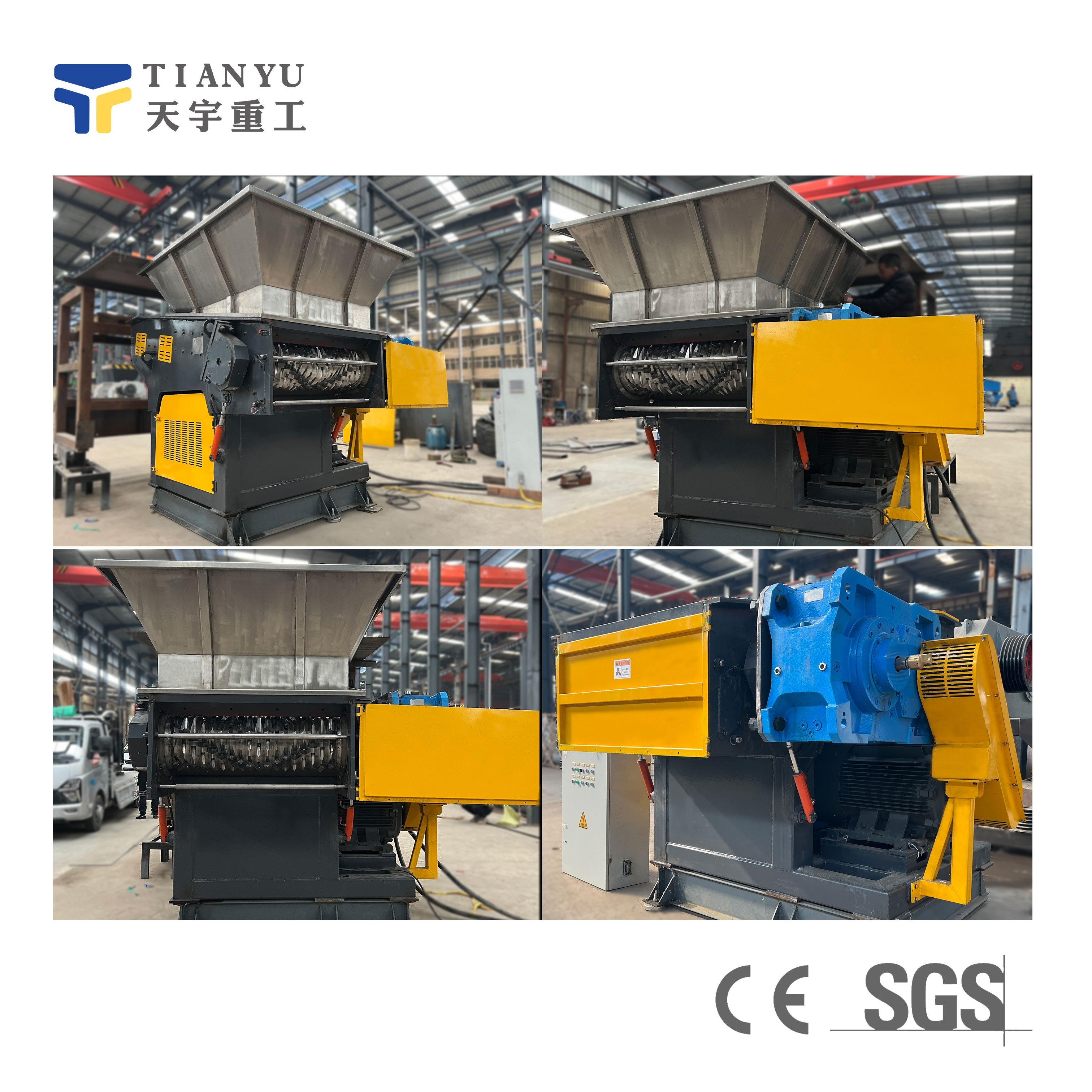 TDS1200 Waste plastic PET/ Nylon PA6 PA66 film PP non-woven plastic sheet scraps Multi-functional shredder Single-axis shredder