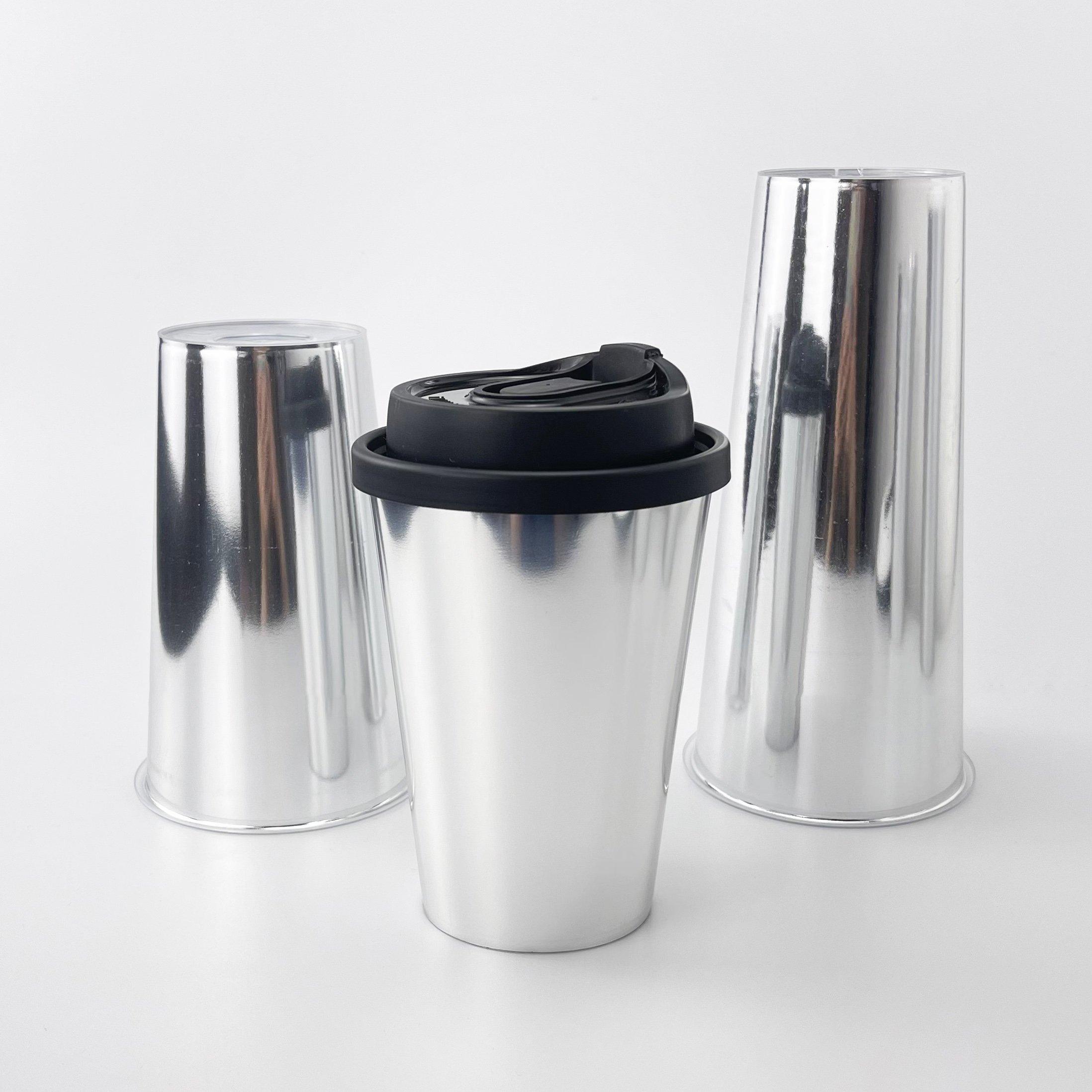 New Style Bright/Matte Film Silver PP Injection Molded Cup Cold Drink Disposable Reusable Plastic In Mold Cups
