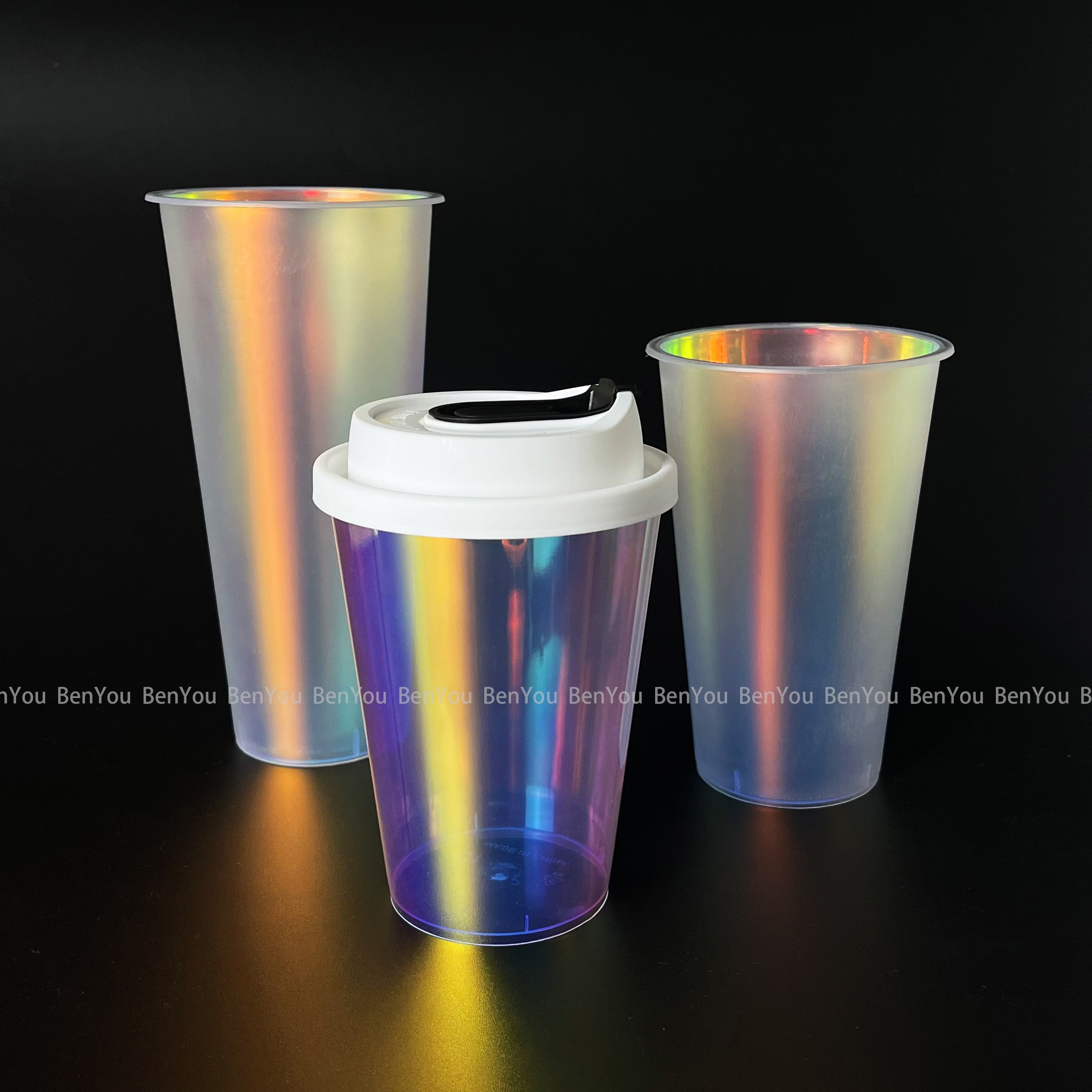 New Style Bright/Matte Film Silver PP Injection Molded Cup Cold Drink Disposable Reusable Plastic In Mold Cups
