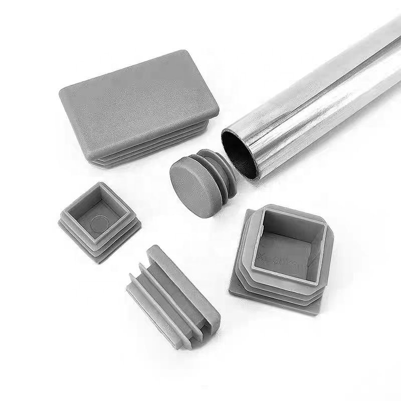 High quality gray circular and square plastic pipe plugs, stainless steel pipe caps, table and chair foot pads