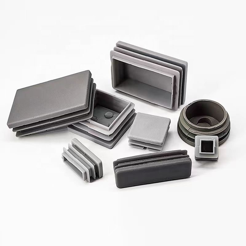 High quality gray circular and square plastic pipe plugs, stainless steel pipe caps, table and chair foot pads