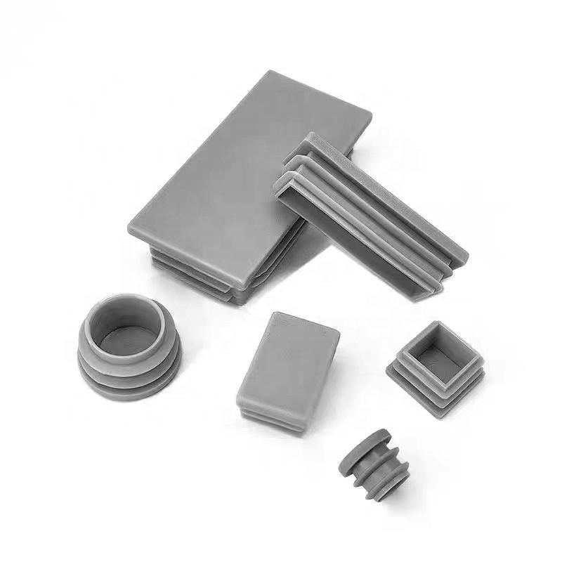 High quality gray circular and square plastic pipe plugs, stainless steel pipe caps, table and chair foot pads
