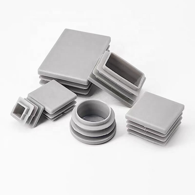 High quality gray circular and square plastic pipe plugs, stainless steel pipe caps, table and chair foot pads