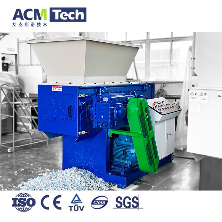 ACMTech Single Shaft Shredder for Big Blue Bucket wood paper pe pp film bags recycling shredder machine