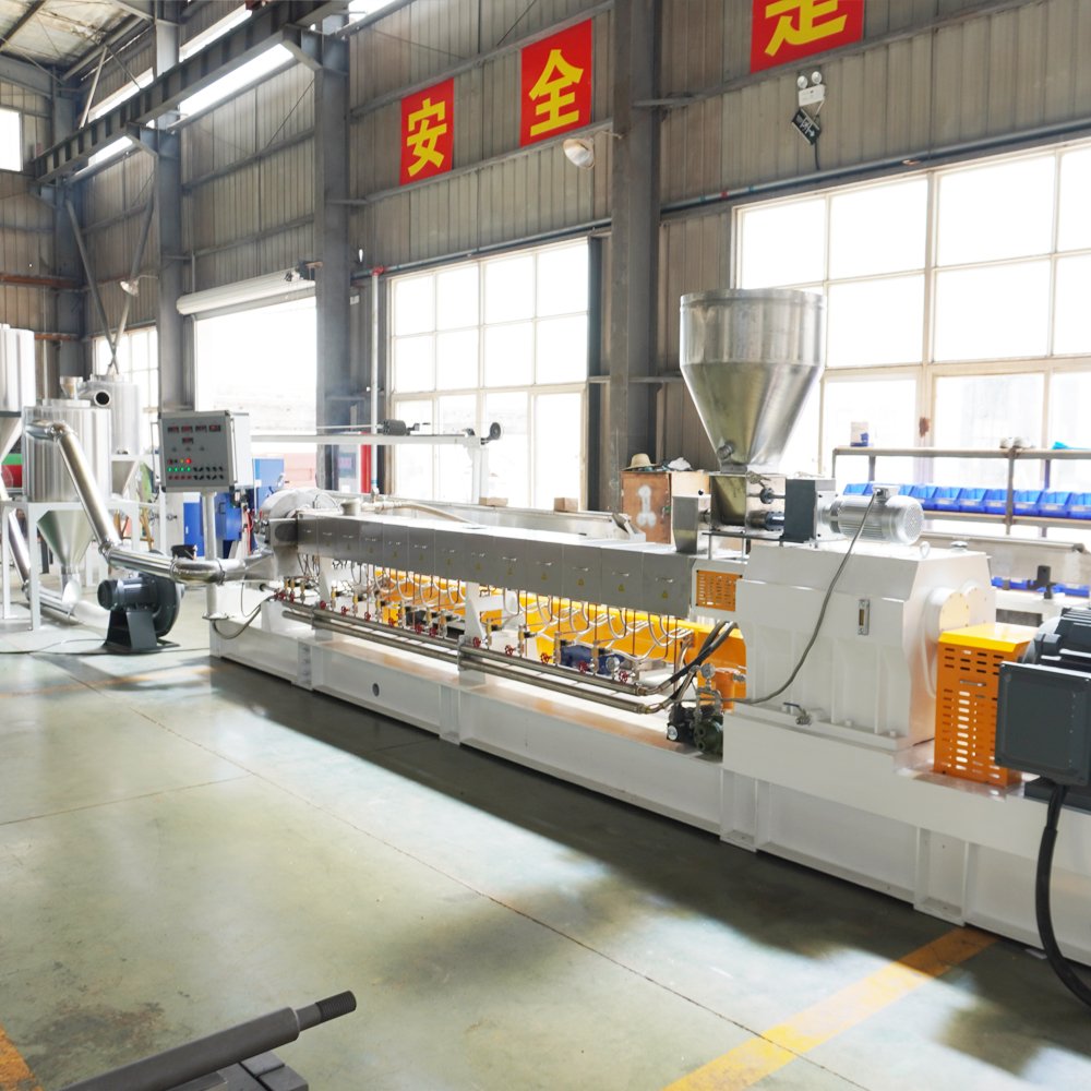 Caco3 filler masterbatch twin screw extruder PP PE plastic granules making machine