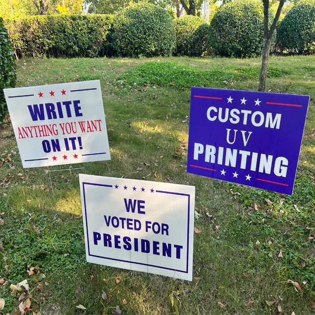 4 mm 5 mm Outdoor 18*24'' with H Wire Stake Printing PP Plastic Corrugated Hollow Yard Signs