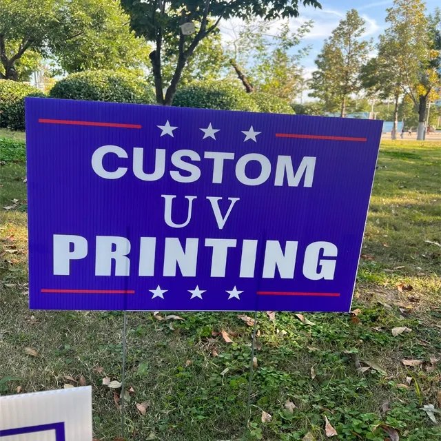 4 mm 5 mm Outdoor 18*24'' with H Wire Stake Printing PP Plastic Corrugated Hollow Yard Signs