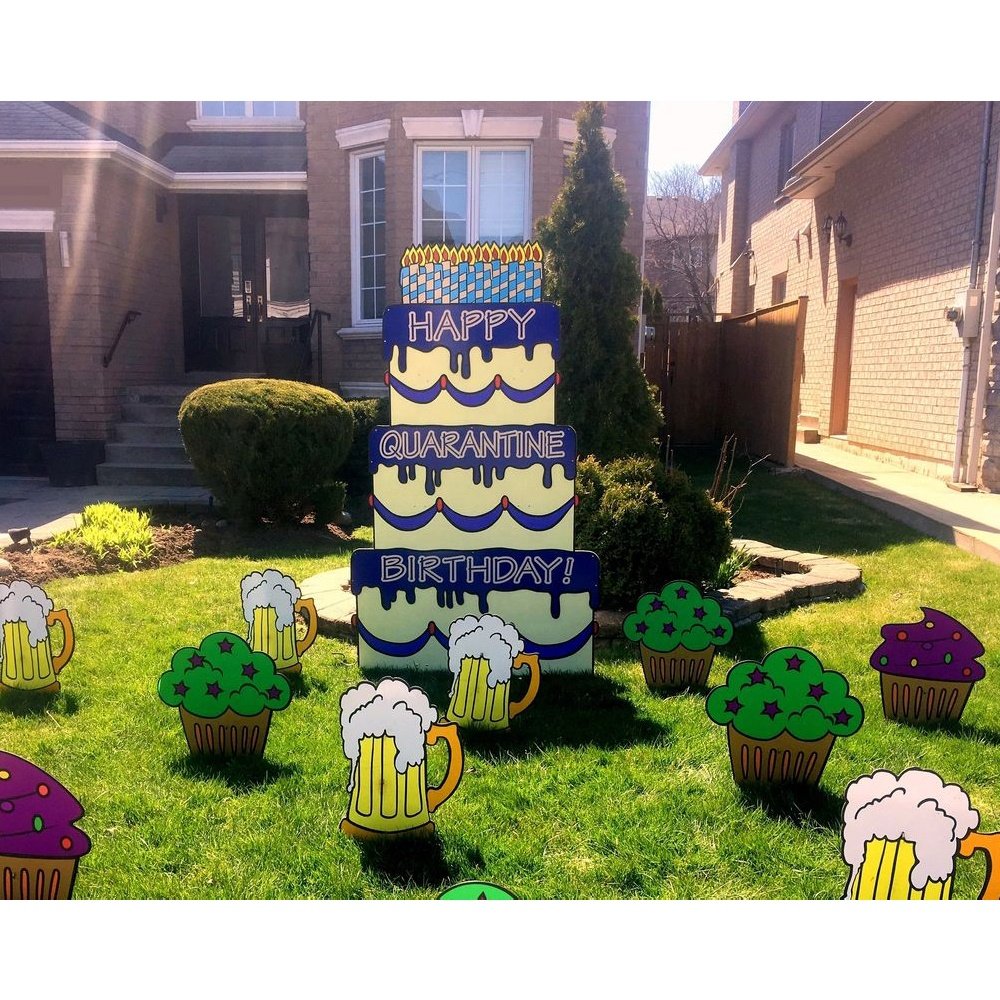 Birthday Party Supplies PP Front Yard Signs Decoration Hollow Board Outdoor Indicator Happy Birthday Letters