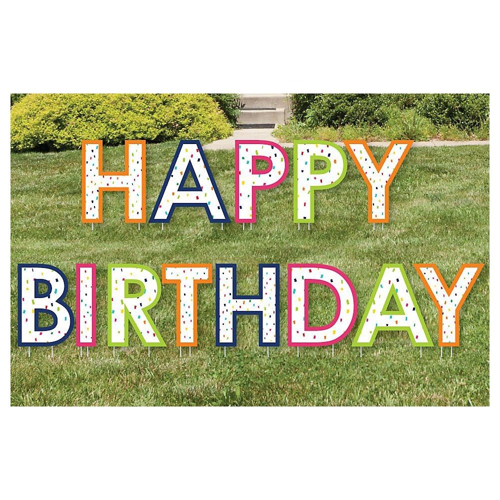 Birthday Party Supplies PP Front Yard Signs Decoration Hollow Board Outdoor Indicator Happy Birthday Letters