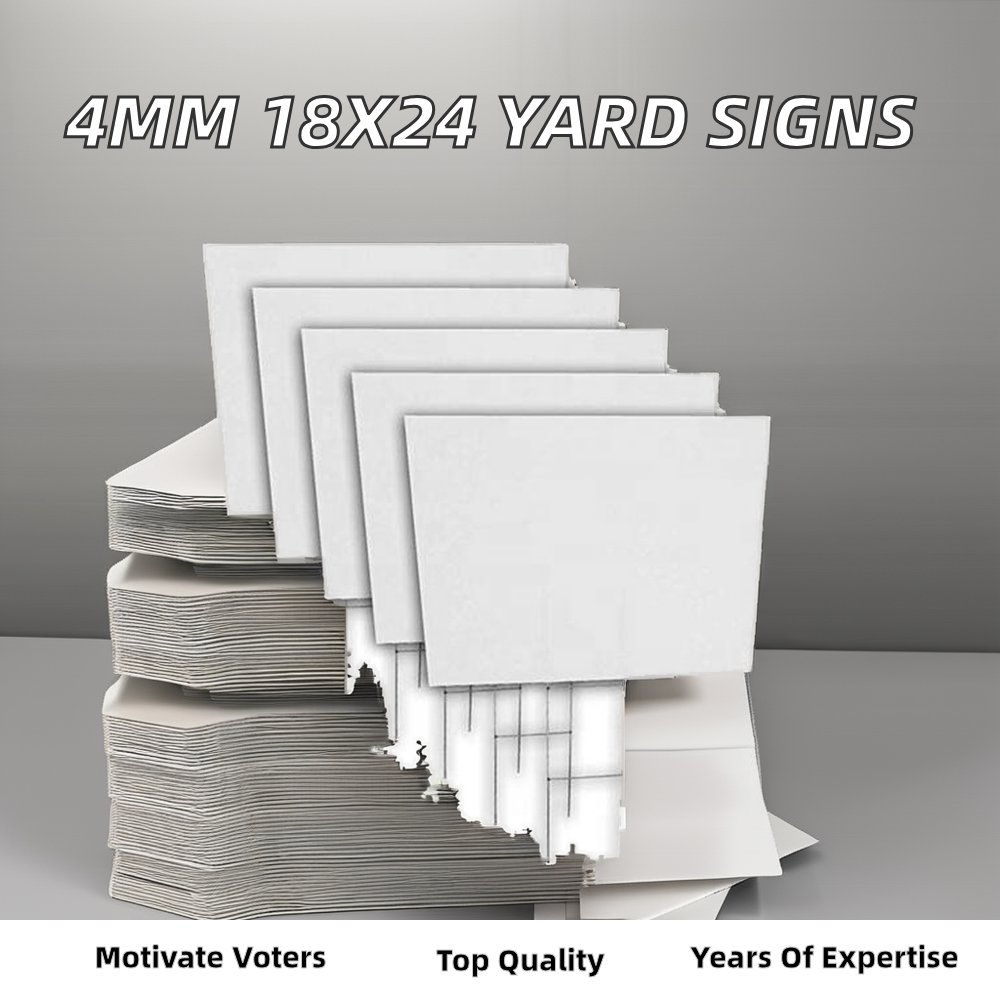 18x24 Corrugated Plastic Yard Signs for Election Campaign 4mm Lawn Signs with H-Stakes Made of PP Material